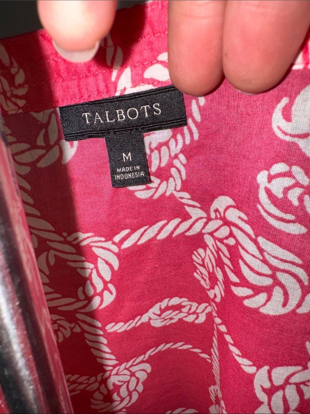 Talbots Pink Rope-Print V-Neck Tunic - Picture 3 of 6